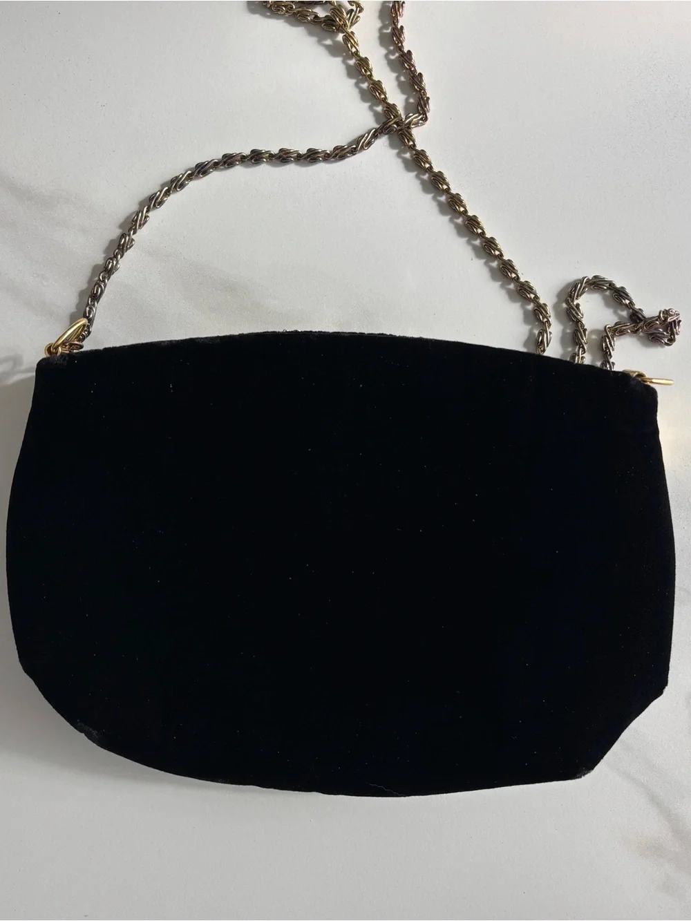 Vintage Gold Bow Evening Crossbody Bag - velvet Black